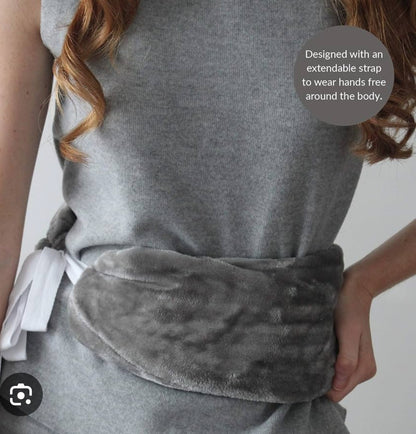 Premium Long Hot Water bottle - Luxury Fleece Cover - GREY/WHITE POLKA DOT